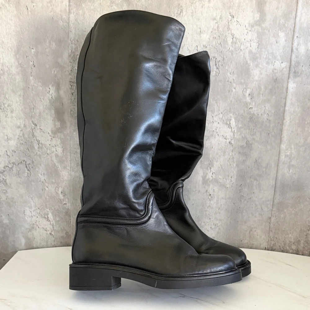 Stuart weitzman Celia leather Classic Black Tall Women's Riding Boots sz 7 - Picture 2 of 7